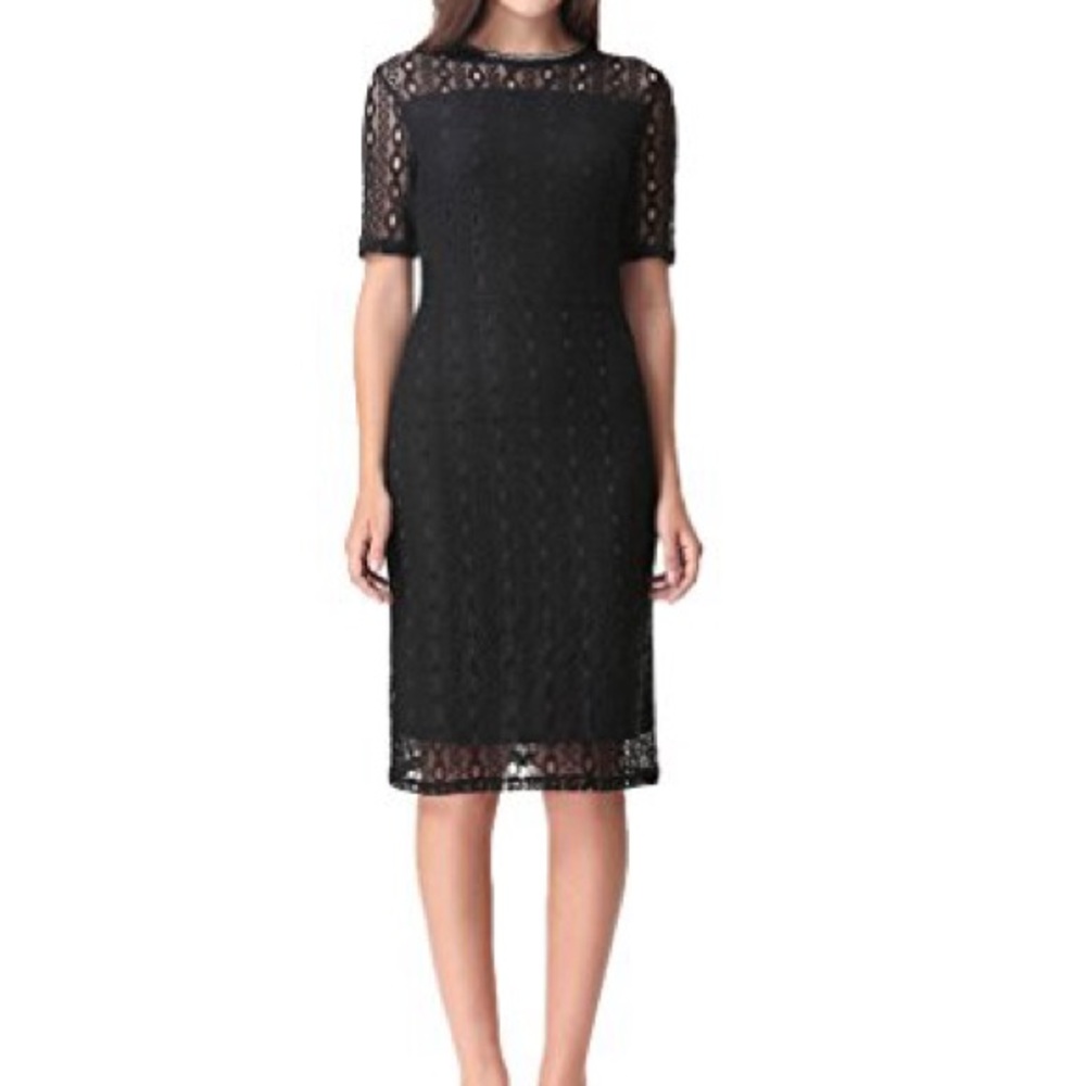 Black Sheath Midi Dress with Crew Neck